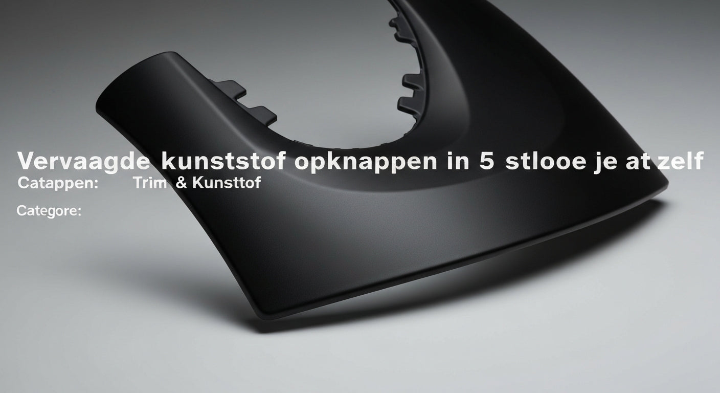 Vervaagde kunststof bumper wordt stap voor stap opgeknapt met trim restorer en microvezel doek