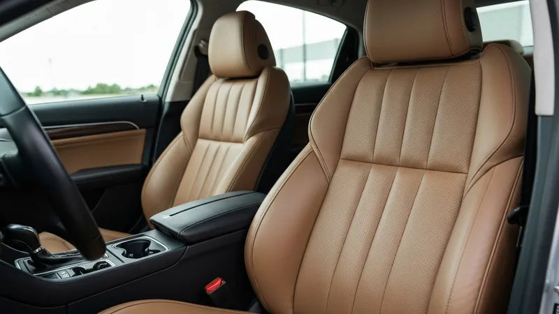 Autostoelen schoonmaken met borstel , stof, leer en alcantara reiniging