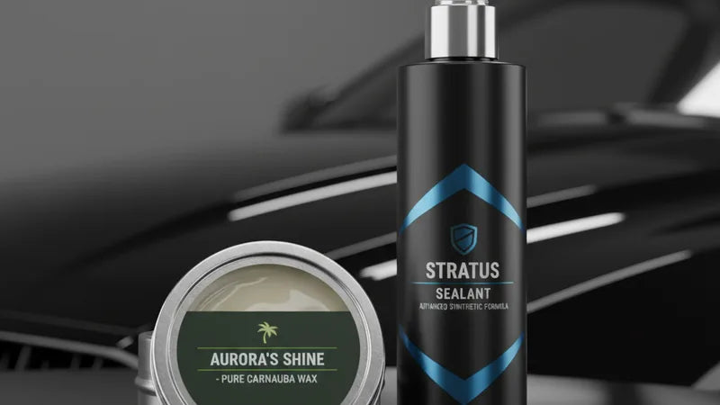 Carnauba wax en synthetische sealant naast elkaar op autolak