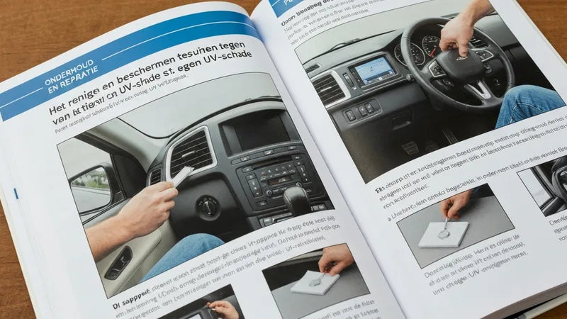 Dashboard reinigen met microvezel doek en interieur cleaner voor UV-bescherming van kunststof