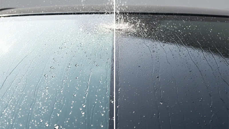 Ruitfolie versus hydrofobe coating op autoruiten vergeleken bij regenachtig weer