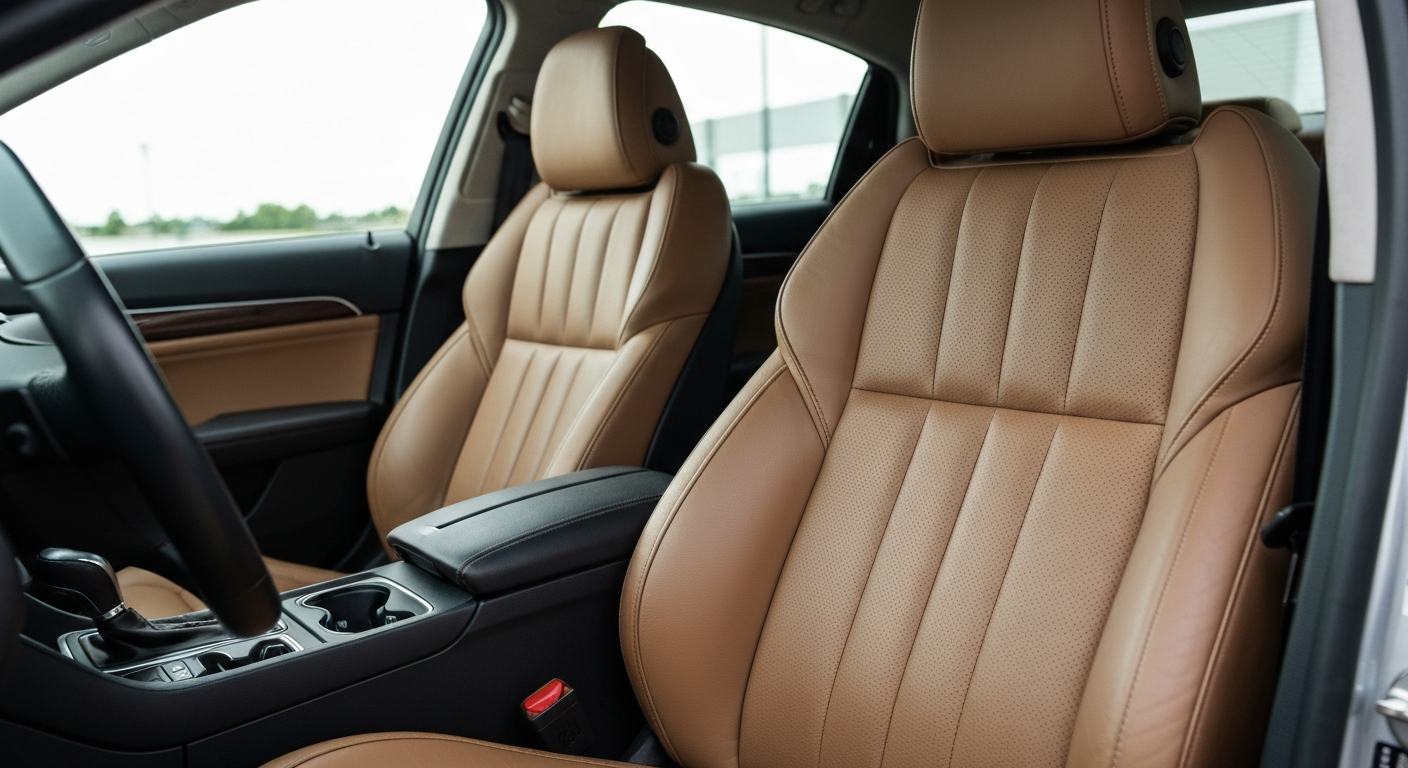 Autostoelen schoonmaken met borstel , stof, leer en alcantara reiniging