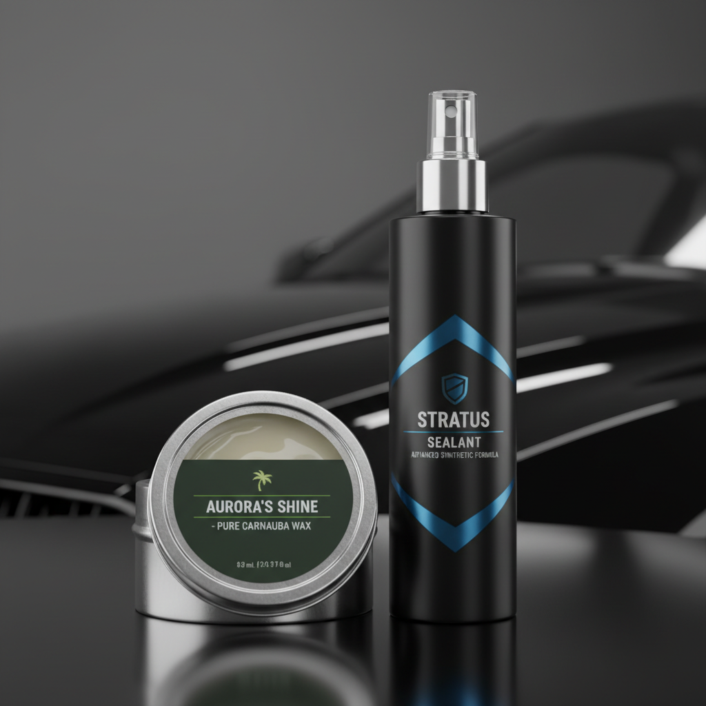 Carnauba wax en synthetische sealant naast elkaar op autolak