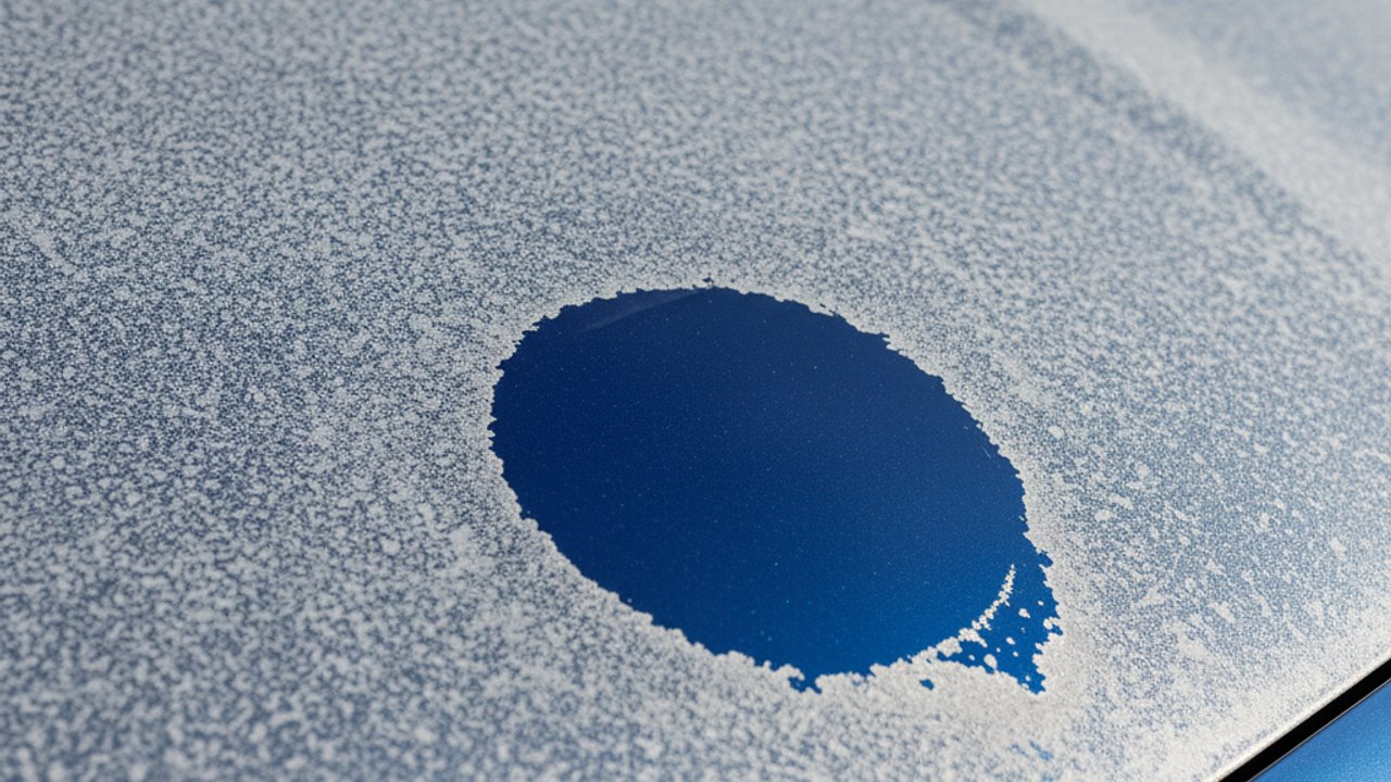 Geoxideerde rode autolak met dof krijtwit oppervlak voor lakbewerking en polijsten