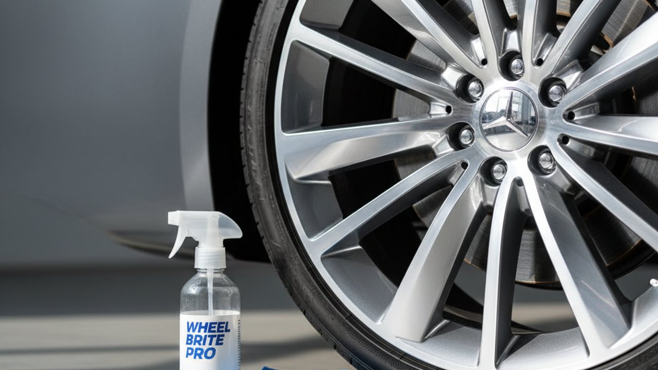Velgen reinigen met velgenreiniger en borstel om remstofvlekken te verwijderen van aluminium velgen