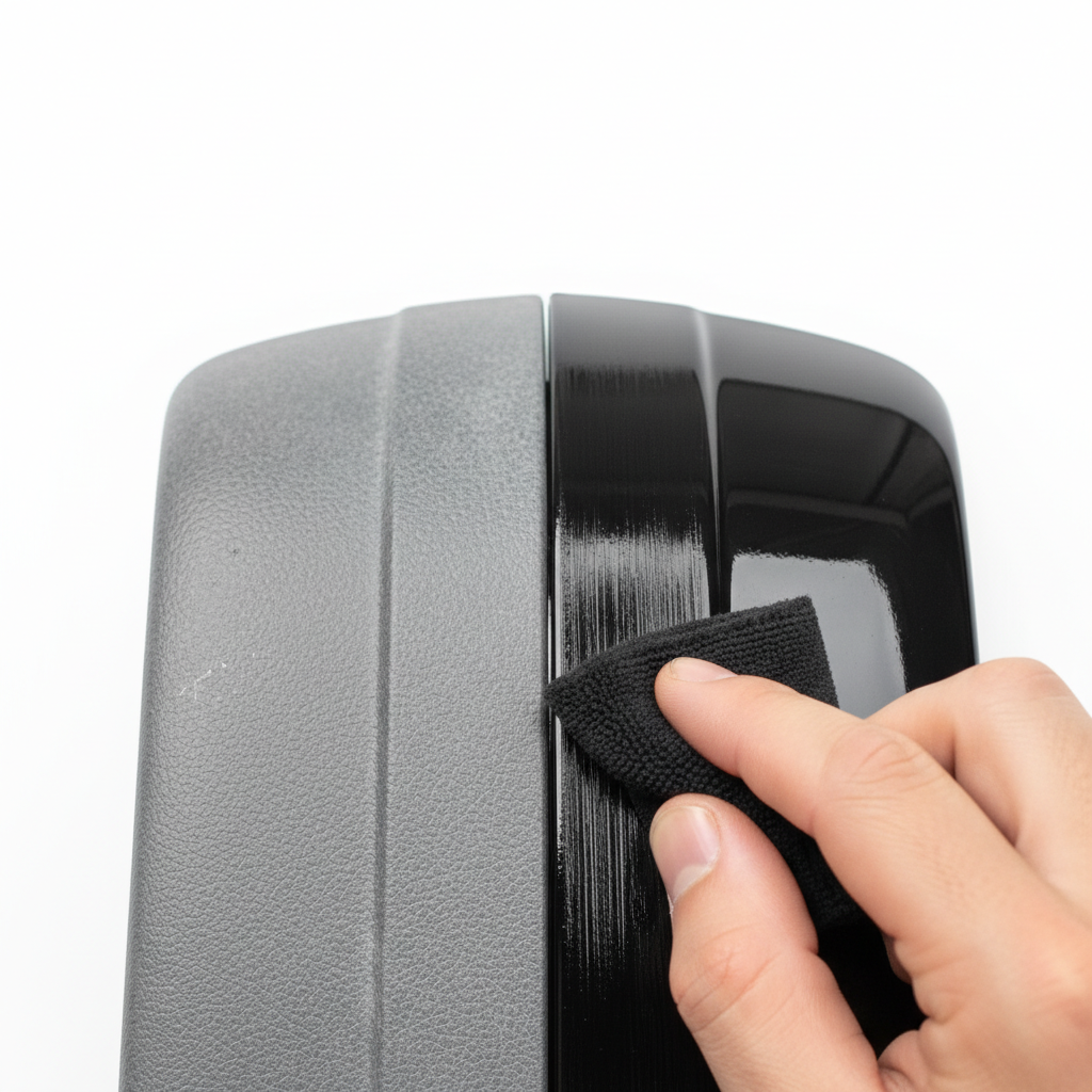 Vervaagde zwarte buitentrim herstellen met trim restorer, stap-voor-stap uitgelegd